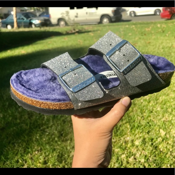 Birkenstock glitter shearling line sz 37(6-6.5) - Picture 3 of 6